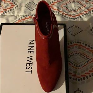 Nine West red suede ankle booties
